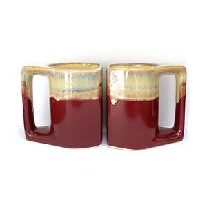 Rodolfo Padilla Art Pottery Drip Glaze Coffee Mugs: 1970s